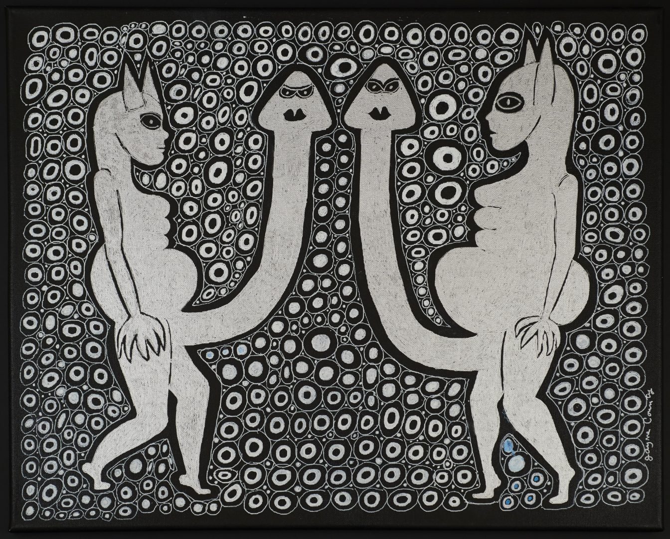 A painting by Jayne county depicts 2 figures with large penises erect and facing each other